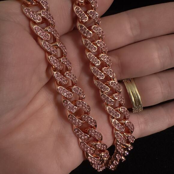 Rose Gold Miami Cuban Link Necklace 24in 12.6mm~NEW - Picture 8 of 16